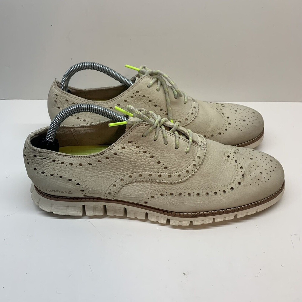 Men Cole Haan Zero Grand Size 10 M Tan Knit Wingtip Oxford